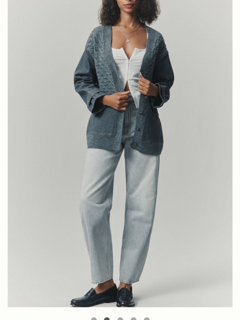 Pilcro Denim Mixed Media Cardigan Sweater - Picture 2 of 8